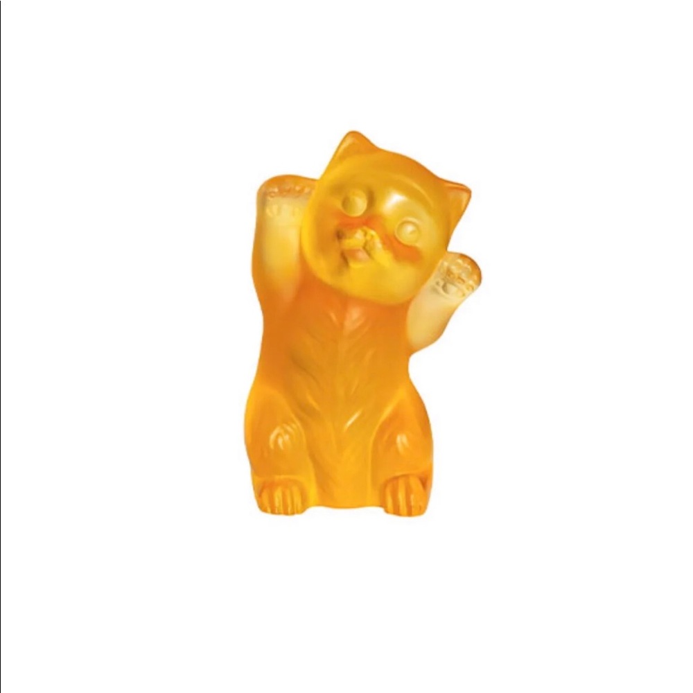 Lalique kitten sculpture in amber crystal